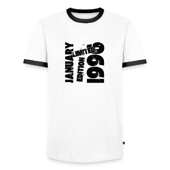 JANUARY 1996 LIMITED EDITION - Men's Ringer Shirt - white/black - Front - AI Model Female 172 light (172cm) & AI Model Male 178 dark (178cm)