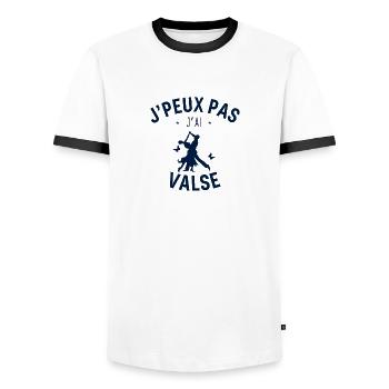 J peux pas j ai Valse - T-shirt contrasté Homme - blanc/noir - Devant - AI Model Female 172 light (172cm) & AI Model Male 178 dark (178cm)