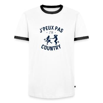J peux pas j ai Country - T-shirt contrasté Homme - blanc/noir - Devant - AI Model Female 172 light (172cm) & AI Model Male 178 dark (178cm)