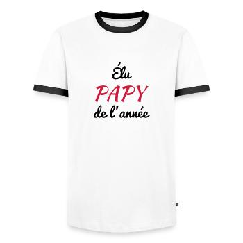 Papy Papi Grand-Père Retraite famille - T-shirt contrasté Homme - blanc/noir - Devant - AI Model Female 172 light (172cm) & AI Model Male 178 dark (178cm)