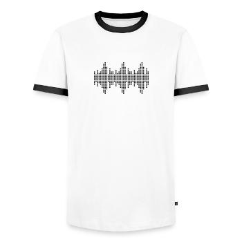 digital waveform frequency grid matrix music - Men's Ringer Shirt - white/black - Front - AI Model Female 172 light (172cm) & AI Model Male 178 dark (178cm)