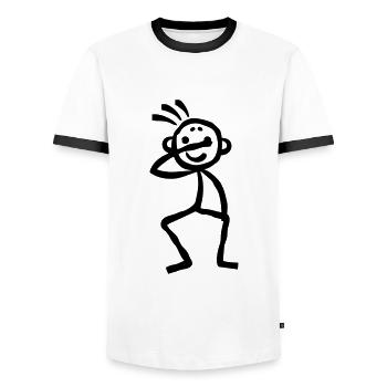 Tamponner point stickman figure - T-shirt contrasté Homme - blanc/noir - Devant - AI Model Female 172 light (172cm) & AI Model Male 178 dark (178cm)