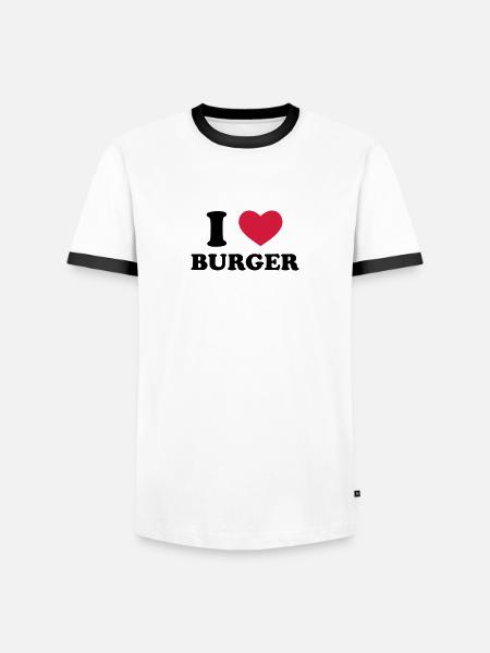 I Love Burger - Männer Kontrast-T-Shirt - Weiß/Schwarz