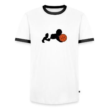 Born To Play Basketball Baby - Men's Ringer Shirt - white/black - Front - AI Model Female 172 light (172cm) & AI Model Male 178 dark (178cm)