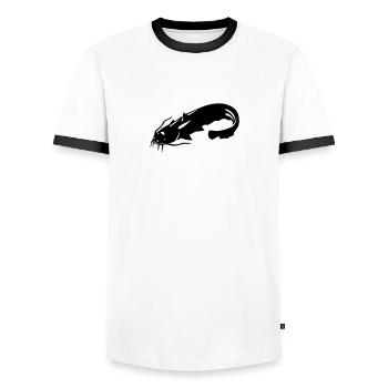 Silure - T-shirt contrasté Homme - blanc/noir - Devant - AI Model Female 172 light (172cm) & AI Model Male 178 dark (178cm)