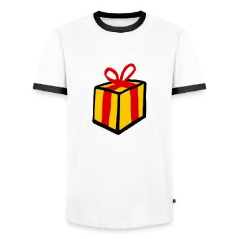 Gift - Men's Ringer Shirt - white/black - Front - AI Model Female 172 light (172cm) & AI Model Male 178 dark (178cm)