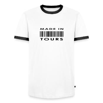 Tours - Men's Ringer Shirt - white/black - Front - AI Model Female 172 light (172cm) & AI Model Male 178 dark (178cm)
