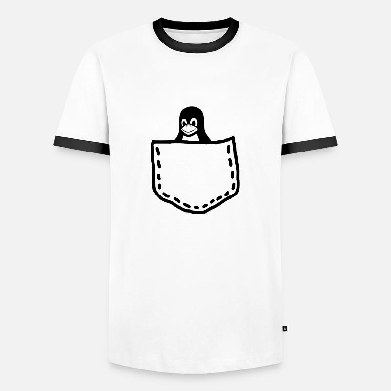 LINUX TUX PENGUIN MASCOT - Men's Ringer Shirt - white/black