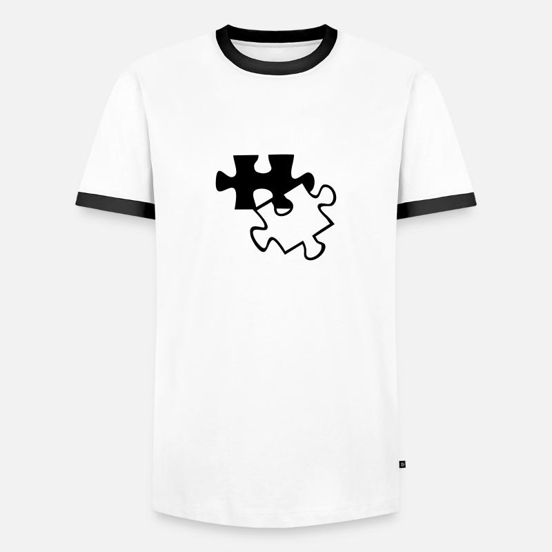 Wrong Part einfarbig - Männer Kontrast-T-Shirt - Weiß/Schwarz
