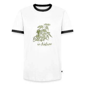 Ich glaube an die Natur - Männer Kontrast-T-Shirt - Weiß/Schwarz - Vorne - AI Model Female 172 light (172cm) & AI Model Male 178 dark (178cm)