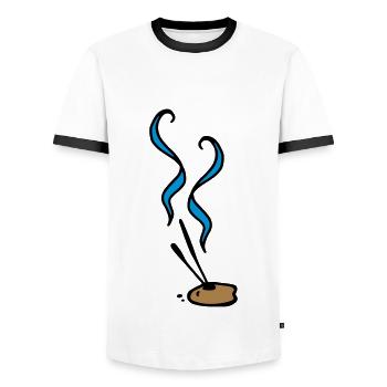 Bâtons d'encens Bâtons d'encens bâtons d'encens - T-shirt contrasté Homme - blanc/noir - Devant - AI Model Female 172 light (172cm) & AI Model Male 178 dark (178cm)