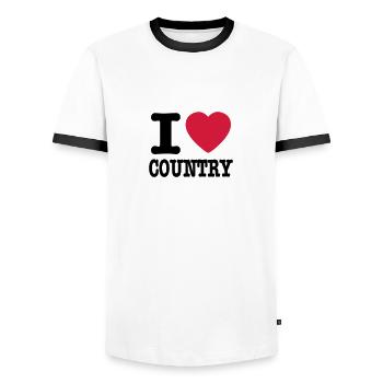 i love country / i heart country - T-shirt contrasté Homme - blanc/noir - Devant - AI Model Female 172 light (172cm) & AI Model Male 178 dark (178cm)