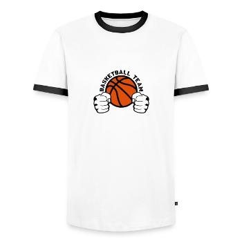 basketball team poing ferme frappe logo - T-shirt contrasté Homme - blanc/noir - Devant - AI Model Female 172 light (172cm) & AI Model Male 178 dark (178cm)