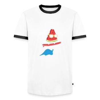 Watermelon Surfing Windsurfer Gift - Men's Ringer Shirt - white/black - Front - AI Model Female 172 light (172cm) & AI Model Male 178 dark (178cm)