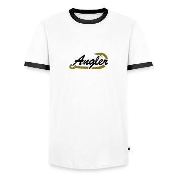 Angler - Männer Kontrast-T-Shirt - Weiß/Schwarz - Vorne - AI Model Female 172 light (172cm) & AI Model Male 178 dark (178cm)