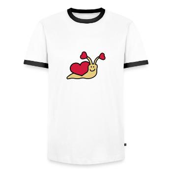 love_snail_3c - T-shirt contrasté Homme - blanc/noir - Devant - AI Model Female 172 light (172cm) & AI Model Male 178 dark (178cm)