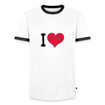 I Heart 3-colors - Men's Ringer Shirt - white/black - Front - AI Model Female 172 light (172cm) & AI Model Male 178 dark (178cm)