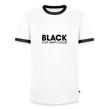 Black Is My Happy Color - Men's Ringer Shirt - white/black - Front - AI Model Female 172 light (172cm) & AI Model Male 178 dark (178cm)