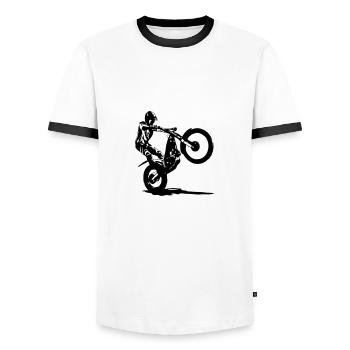 Trial - Männer Kontrast-T-Shirt - Weiß/Schwarz - Vorne - AI Model Female 172 light (172cm) & AI Model Male 178 dark (178cm)