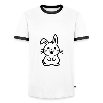 Lapin Pâques - T-shirt contrasté Homme - blanc/noir - Devant - AI Model Female 172 light (172cm) & AI Model Male 178 dark (178cm)