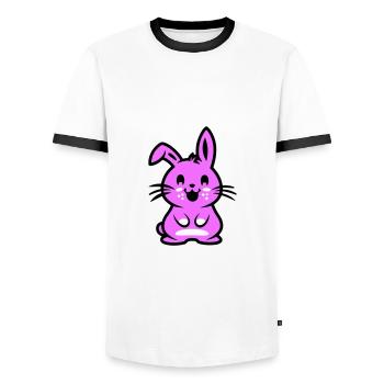 Lapin symbole de Pâques - T-shirt contrasté Homme - blanc/noir - Devant - AI Model Female 172 light (172cm) & AI Model Male 178 dark (178cm)
