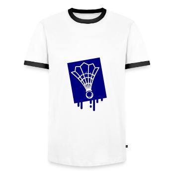 Équipe d’icônes de badminton - T-shirt contrasté Homme - blanc/noir - Devant - AI Model Female 172 light (172cm) & AI Model Male 178 dark (178cm)