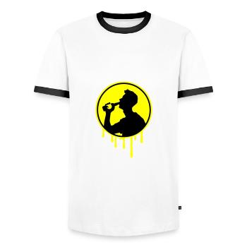 Flasche Bier Trinken - Männer Kontrast-T-Shirt - Weiß/Schwarz - Vorne - AI Model Female 172 light (172cm) & AI Model Male 178 dark (178cm)