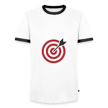 Bullseye Target Logo Symbol - Men's Ringer Shirt - white/black - Front - AI Model Female 172 light (172cm) & AI Model Male 178 dark (178cm)