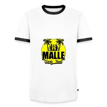 Malle Party Team Urlaub Mallorca - Männer Kontrast-T-Shirt - Weiß/Schwarz - Vorne - AI Model Female 172 light (172cm) & AI Model Male 178 dark (178cm)