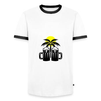Beer Beach Palm Trees Island - Men's Ringer Shirt - white/black - Front - AI Model Female 172 light (172cm) & AI Model Male 178 dark (178cm)