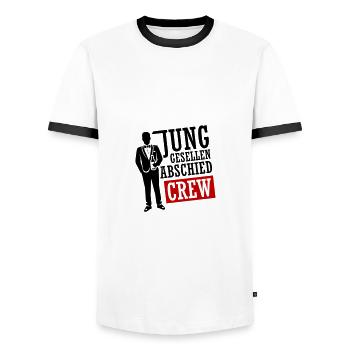 Bachelor Party Crew - Men's Ringer Shirt - white/black - Front - AI Model Female 172 light (172cm) & AI Model Male 178 dark (178cm)