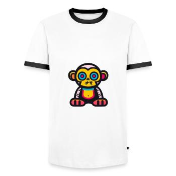 Monkey Halloween Animal - Men's Ringer Shirt - white/black - Front - AI Model Female 172 light (172cm) & AI Model Male 178 dark (178cm)