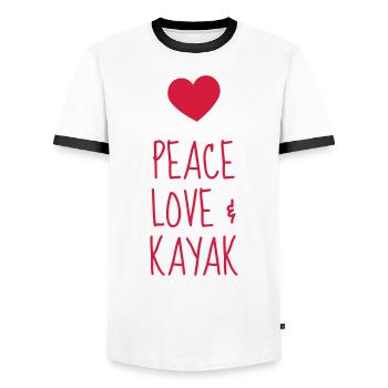 Kayak Kayakiste Sport Sportif Athlète - T-shirt contrasté Homme - blanc/noir - Devant - AI Model Female 172 light (172cm) & AI Model Male 178 dark (178cm)