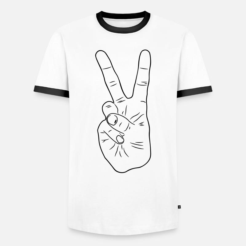 Peace Hand - Männer Kontrast-T-Shirt - Weiß/Schwarz