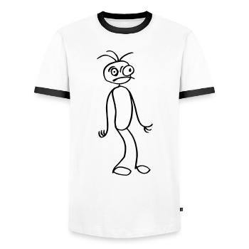Stick figure - Men's Ringer Shirt - white/black - Front - AI Model Female 172 light (172cm) & AI Model Male 178 dark (178cm)
