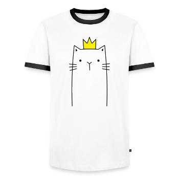 Cat with crown Prince princess gift - Men's Ringer Shirt - white/black - Front - AI Model Female 172 light (172cm) & AI Model Male 178 dark (178cm)