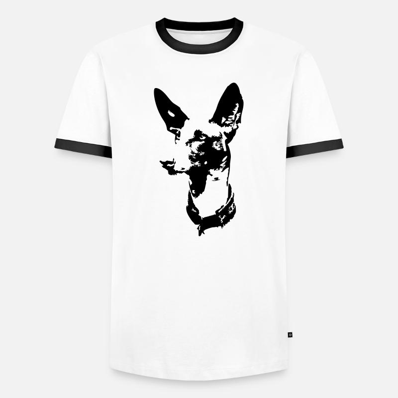 Podenco head - Men's Ringer Shirt - white/black
