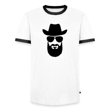 Cowboy - Männer Kontrast-T-Shirt - Weiß/Schwarz - Vorne - AI Model Female 172 light (172cm) & AI Model Male 178 dark (178cm)