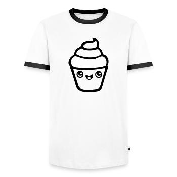kuchen kawaii cupcake muffin kuchen konditor manga - Männer Kontrast-T-Shirt - Weiß/Schwarz - Vorne - AI Model Female 172 light (172cm) & AI Model Male 178 dark (178cm)