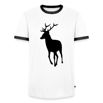 Hirsche Hirsche Silhouette Schatten Shadow1 - Männer Kontrast-T-Shirt - Weiß/Schwarz - Vorne - AI Model Female 172 light (172cm) & AI Model Male 178 dark (178cm)