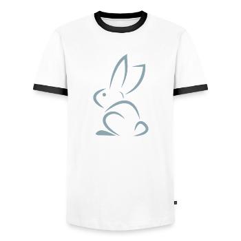 lapin bleu - T-shirt contrasté Homme - blanc/noir - Devant - AI Model Female 172 light (172cm) & AI Model Male 178 dark (178cm)