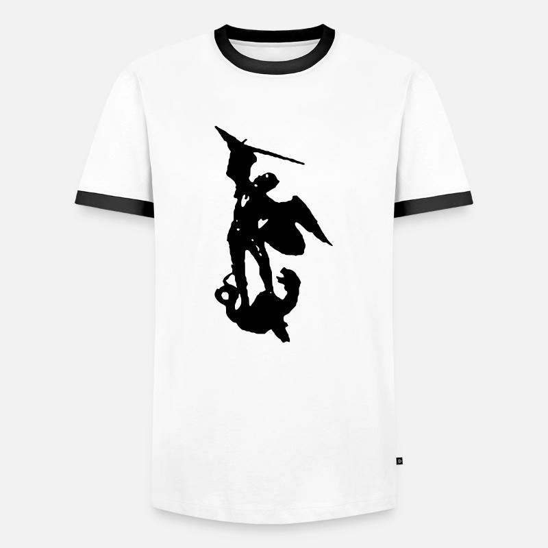 Sancte Michael - Männer Kontrast-T-Shirt - Weiß/Schwarz