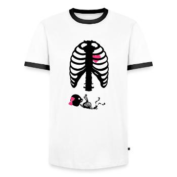 X Ray Maternity Skeleton Rips - Men's Ringer Shirt - white/black - Front - AI Model Female 172 light (172cm) & AI Model Male 178 dark (178cm)