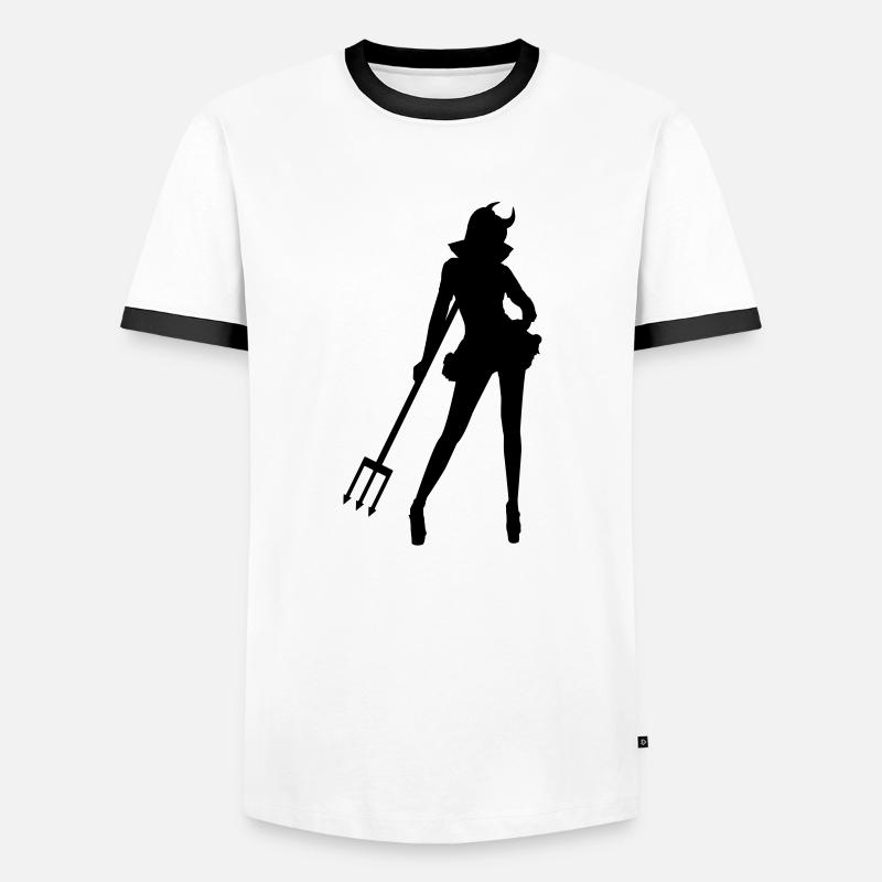 she_devil - Men's Ringer Shirt - white/black