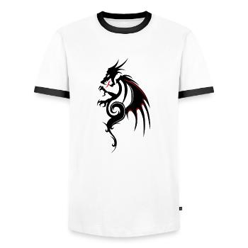 dragon tribal tattoo form 2004 uuu w - Men's Ringer Shirt - white/black - Front - AI Model Female 172 light (172cm) & AI Model Male 178 dark (178cm)