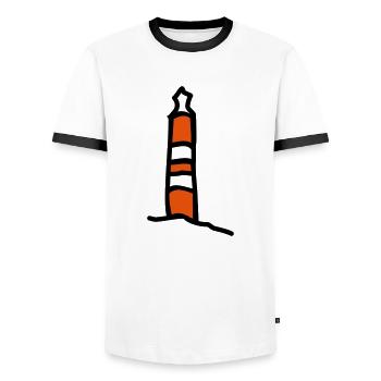 Phare d'Amrum - T-shirt contrasté Homme - blanc/noir - Devant - AI Model Female 172 light (172cm) & AI Model Male 178 dark (178cm)