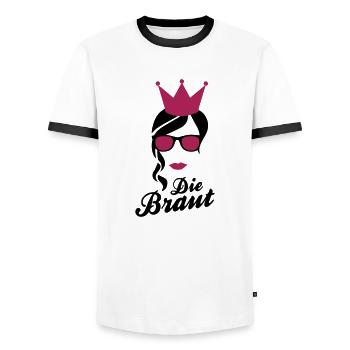 Die Braut - Jga - Männer Kontrast-T-Shirt - Weiß/Schwarz - Vorne - AI Model Female 172 light (172cm) & AI Model Male 178 dark (178cm)