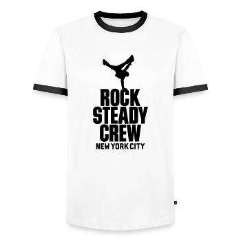 Rock Steady Crew New York City Breakdance Design - Männer Kontrast-T-Shirt - Weiß/Schwarz - Vorne - AI Model Female 172 light (172cm) & AI Model Male 178 dark (178cm)