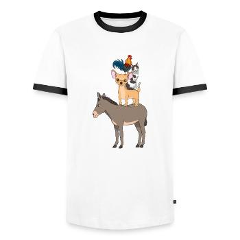 Bremer Stadtmusikanten by the Manzanita’s - T-shirt contrasté Homme - blanc/noir - Devant - AI Model Female 172 light (172cm) & AI Model Male 178 dark (178cm)