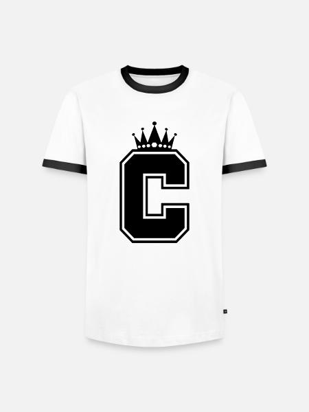 buchstabe C Krone - Männer Kontrast-T-Shirt - Weiß/Schwarz